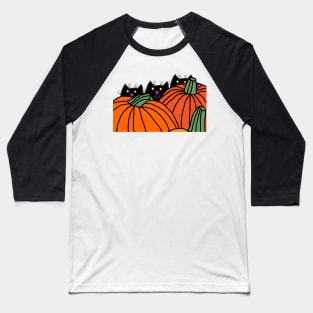 Funny Cats and Pumpkins at Halloween Baseball T-Shirt